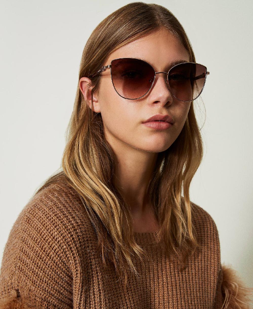 Scee by twin set Occhiali da sole cat-eye in acciaio