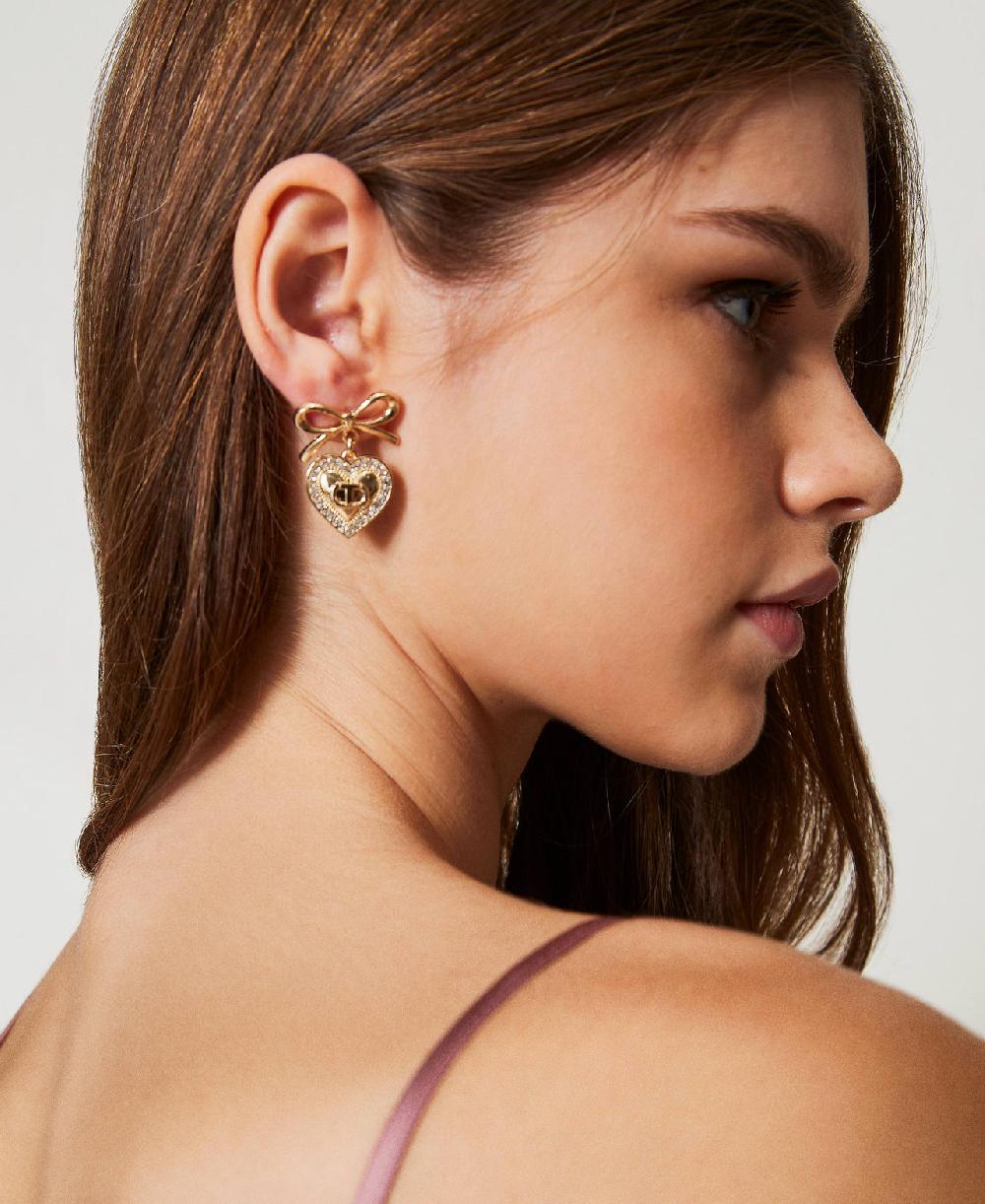 Scee by twin set Orecchini a cuore con strass e Oval T