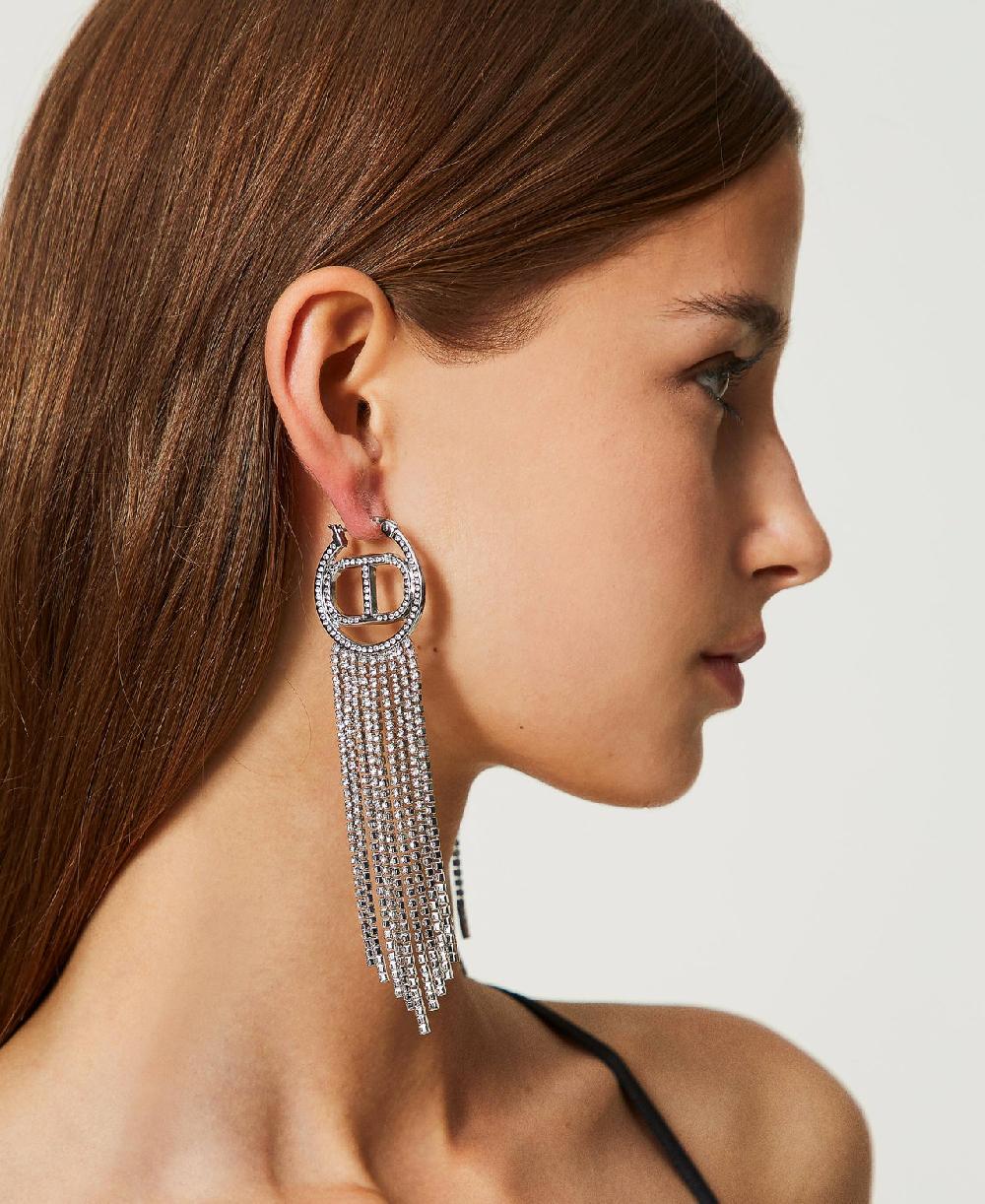 Scee by twin set Orecchini con Oval T e frange strass
