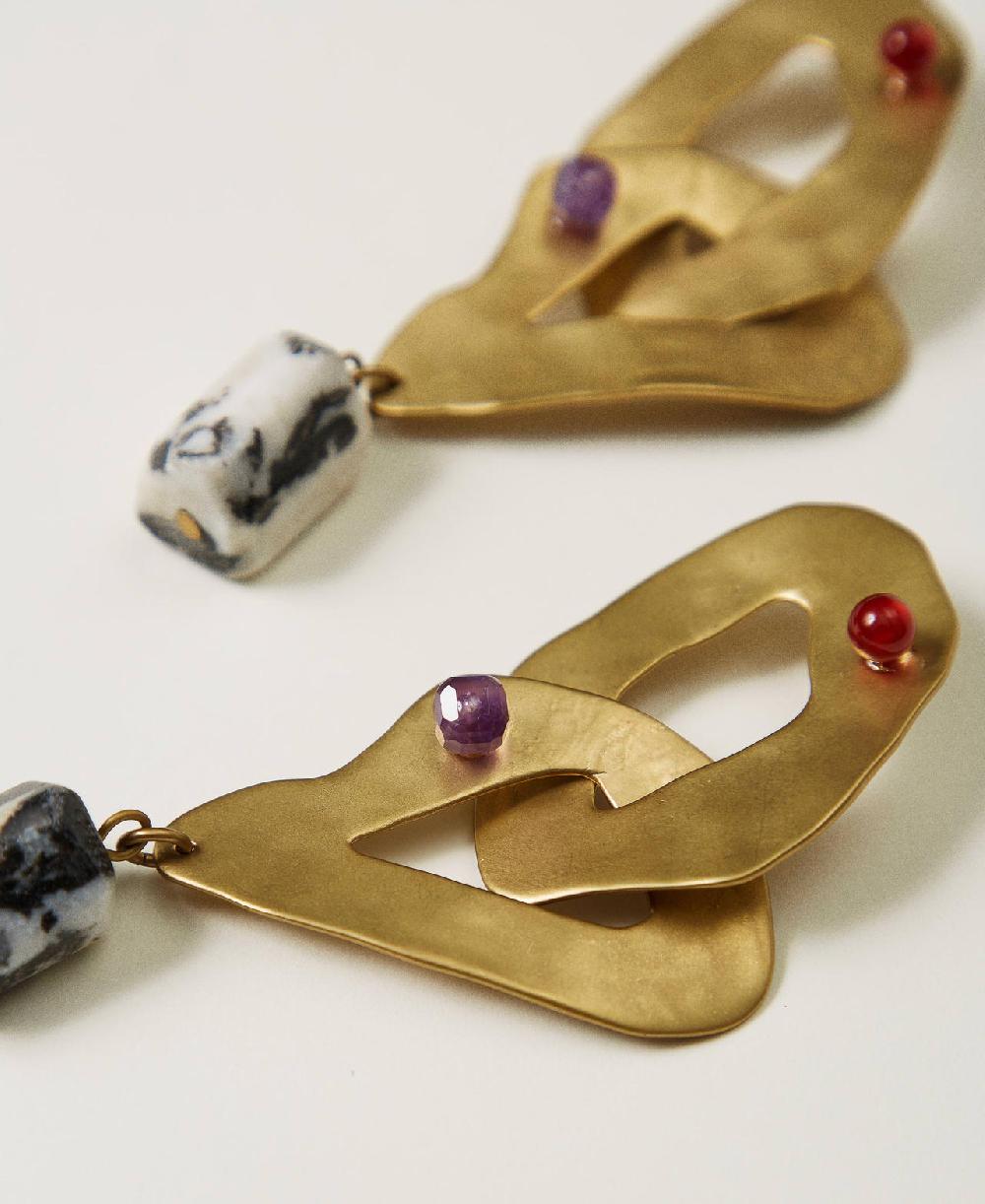 Scee By Twin Set Orecchino In Metallo A Catena Con Pietre