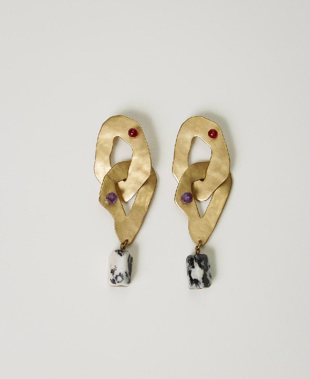 Scee by twin set Orecchino in metallo a catena con pietre