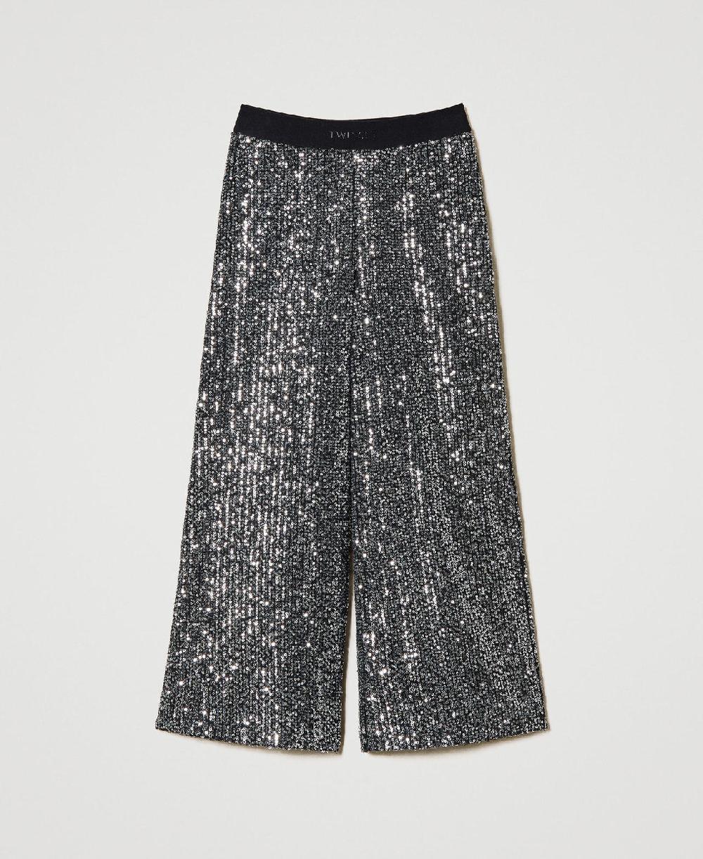 Scee by twin set Pantaloni a palazzo in full paillettes