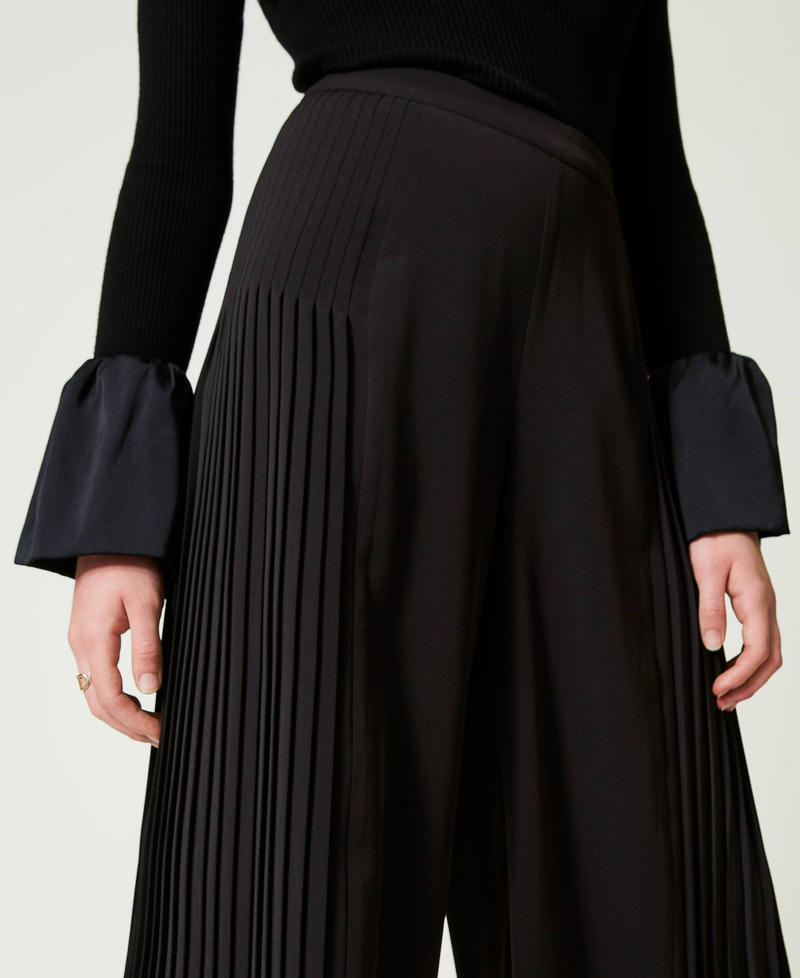 Scee By Twin Set Pantaloni A Palazzo In Georgette Plissé