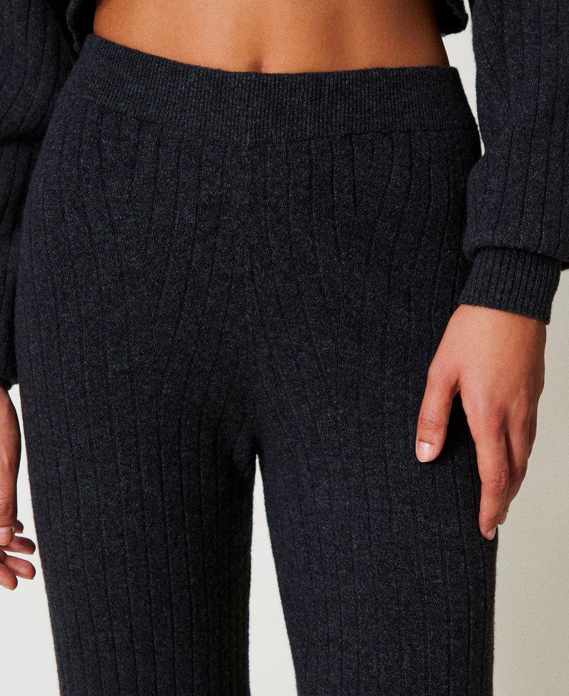 Scee By Twin Set Pantaloni A Palazzo In Maglia Misto Lana