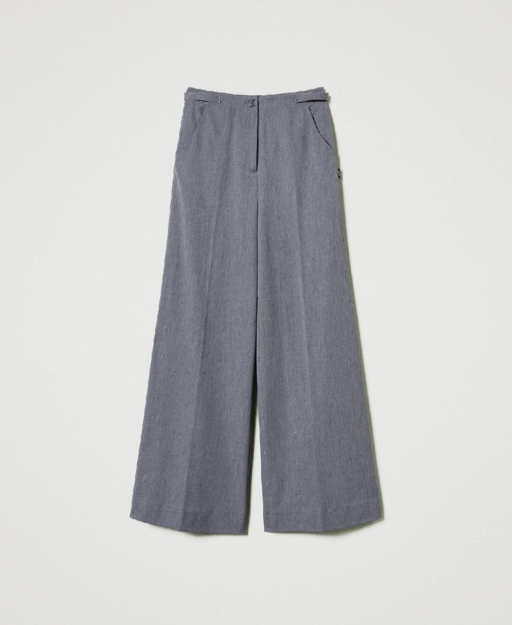 Scee by twin set Pantaloni a palazzo MYFO con ricamo