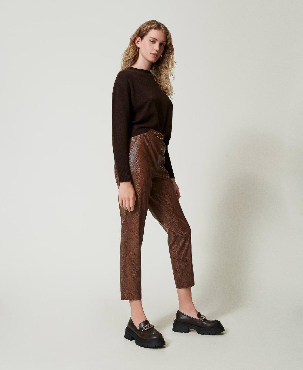 Scee By Twin Set Pantaloni A Sigaretta Effetto Pelle Lizard