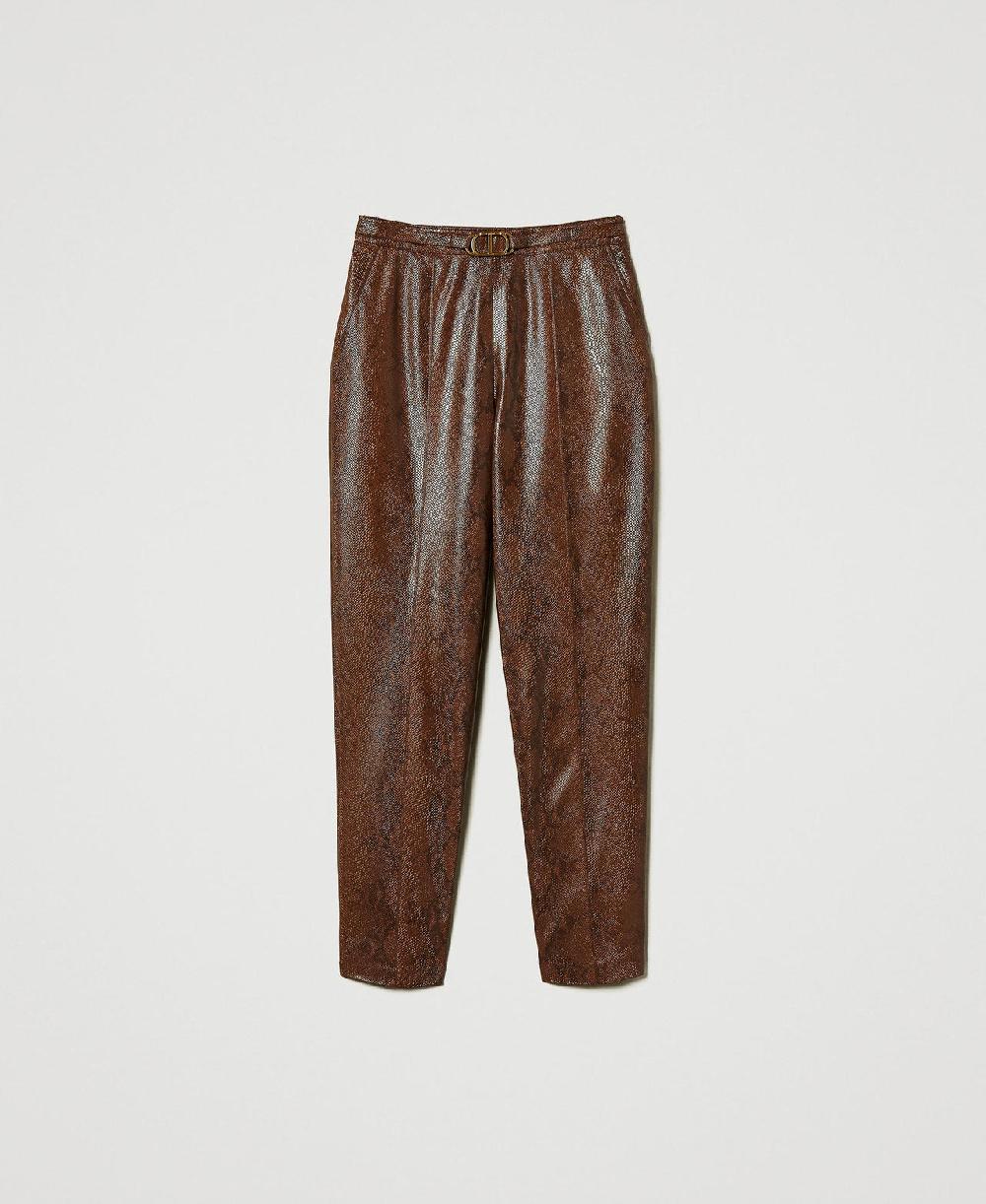 Scee by twin set Pantaloni a sigaretta effetto pelle lizard