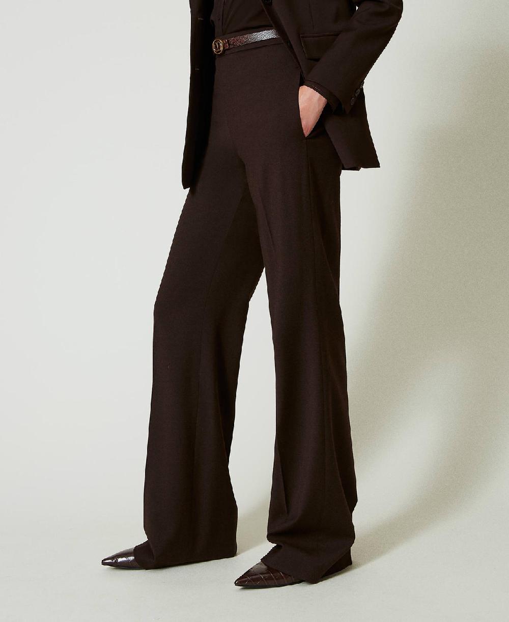 Scee By Twin Set Pantaloni A Vita Alta In Lana Stretch