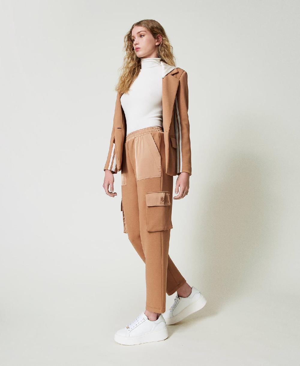 Scee By Twin Set Pantaloni Cargo In Tessuto Scuba E Raso