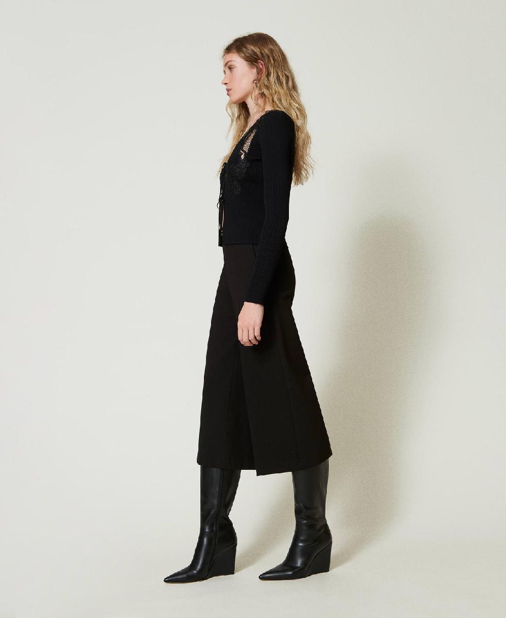 Scee By Twin Set Pantaloni Cropped Con Cinturino Oval T