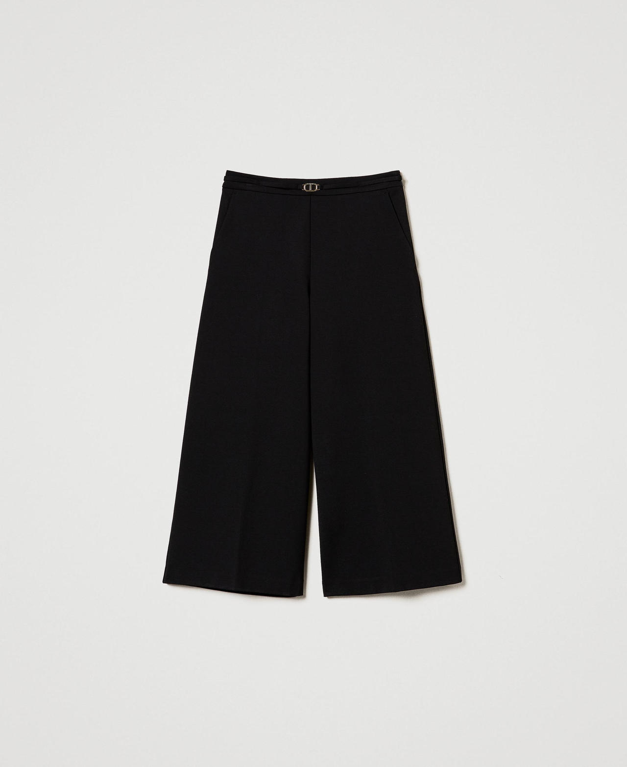 Scee by twin set Pantaloni cropped con cinturino Oval T