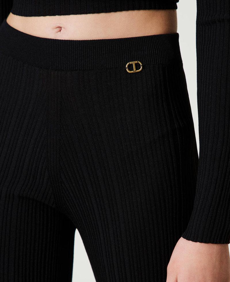 Scee By Twin Set Pantaloni Flare In Maglia A Costine