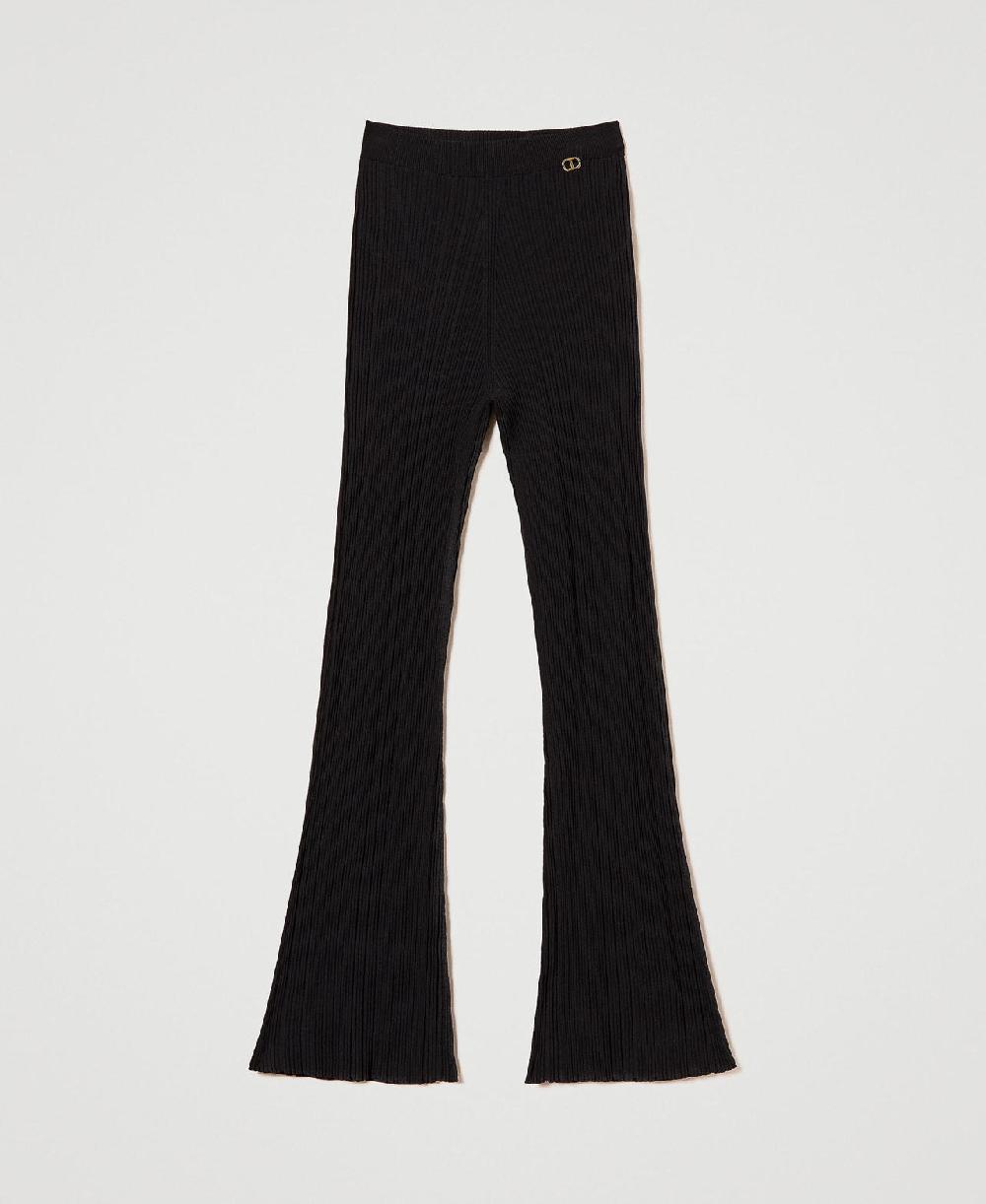 Scee by twin set Pantaloni flare in maglia a costine