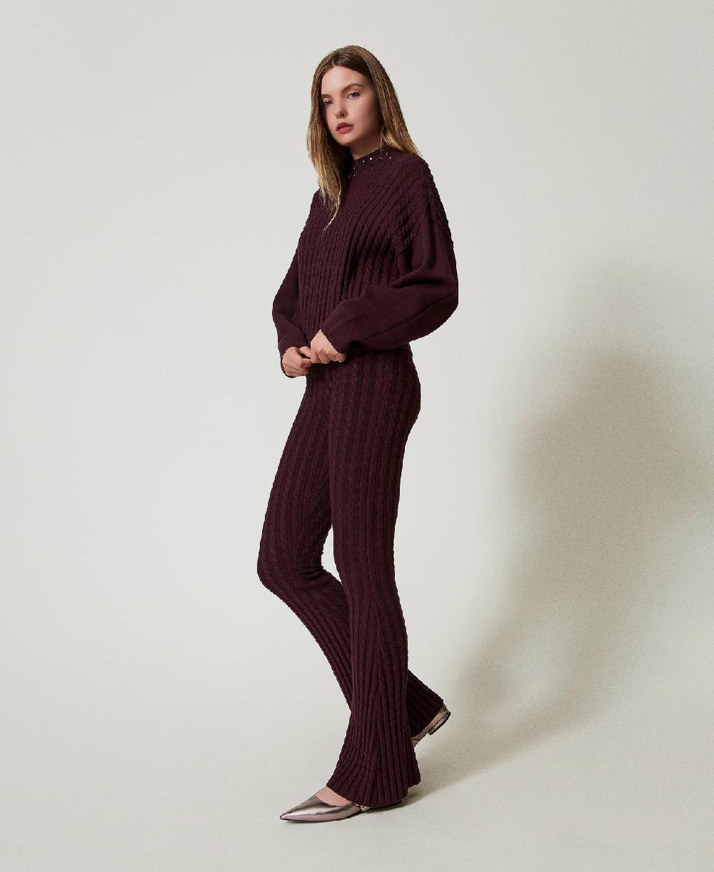 Scee By Twin Set Pantaloni Flare In Maglia A Trecce