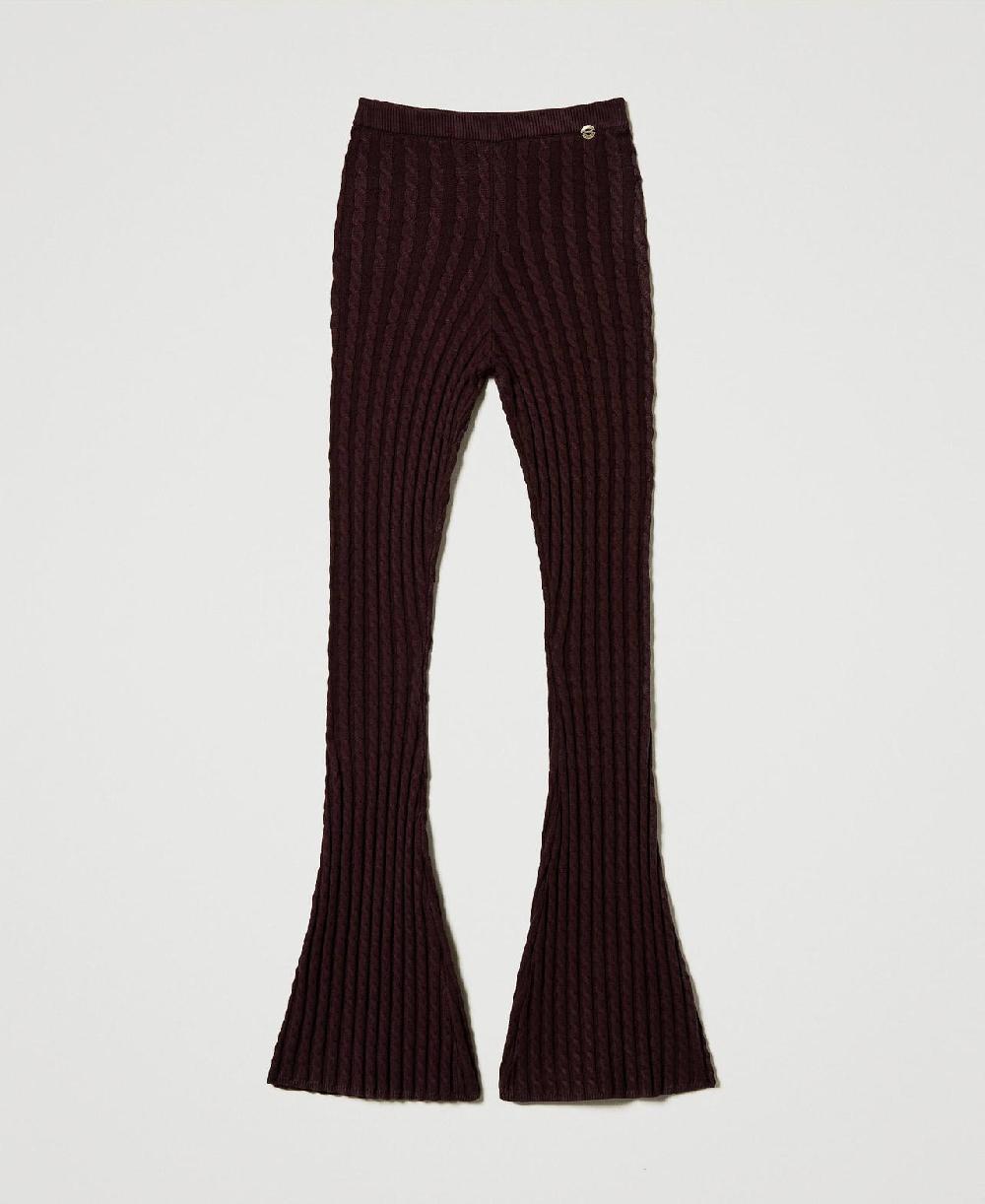 Scee by twin set Pantaloni flare in maglia a trecce