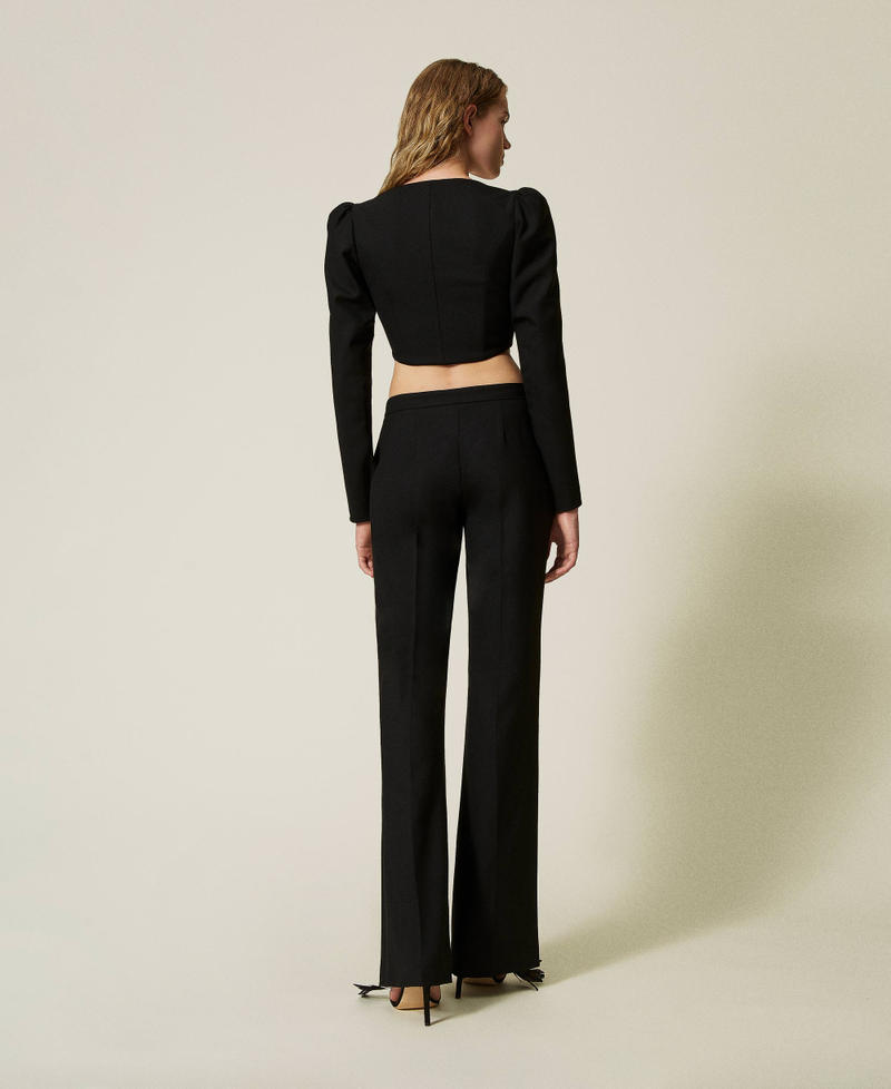 Scee By Twin Set Pantaloni Flare In Serge Misto Lana
