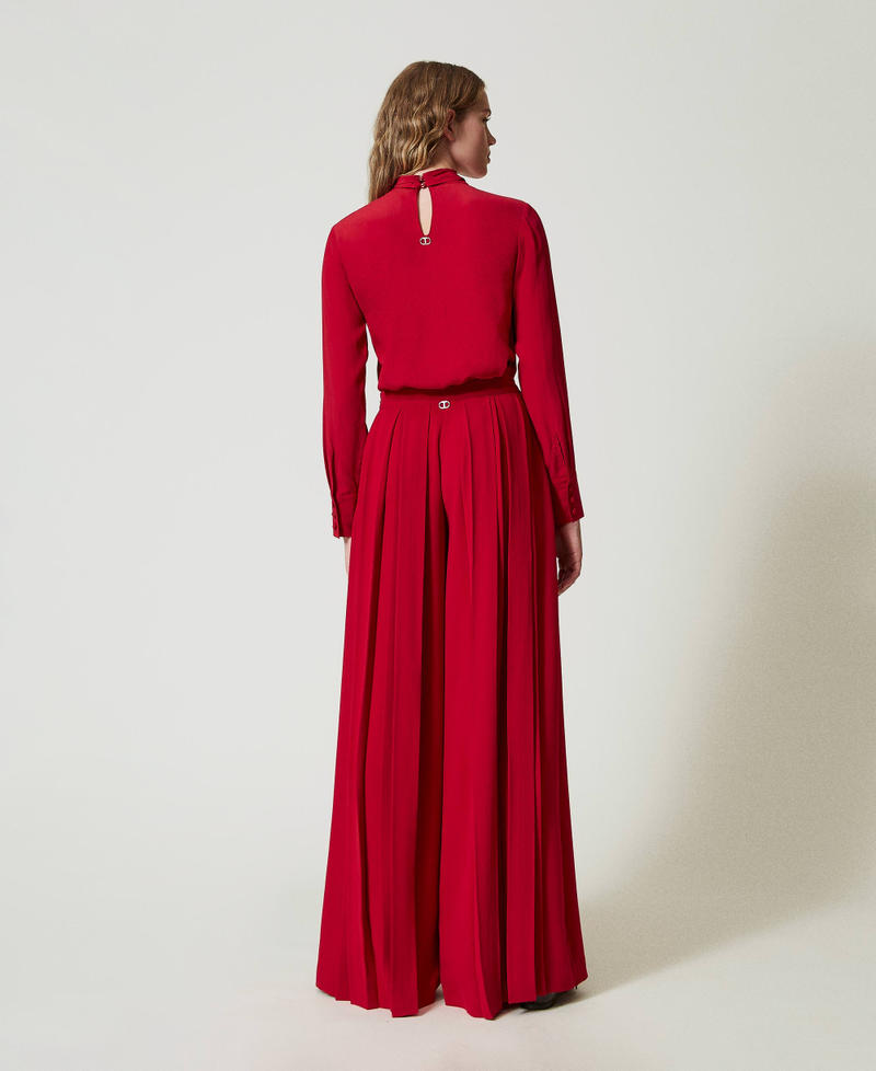 Scee By Twin Set Pantaloni In Crêpe Plissé Con Bottoni