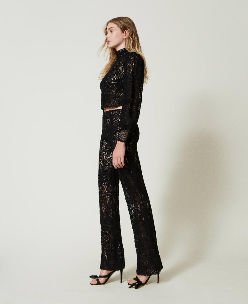 Scee By Twin Set Pantaloni In Maglia Crochet A Fiori