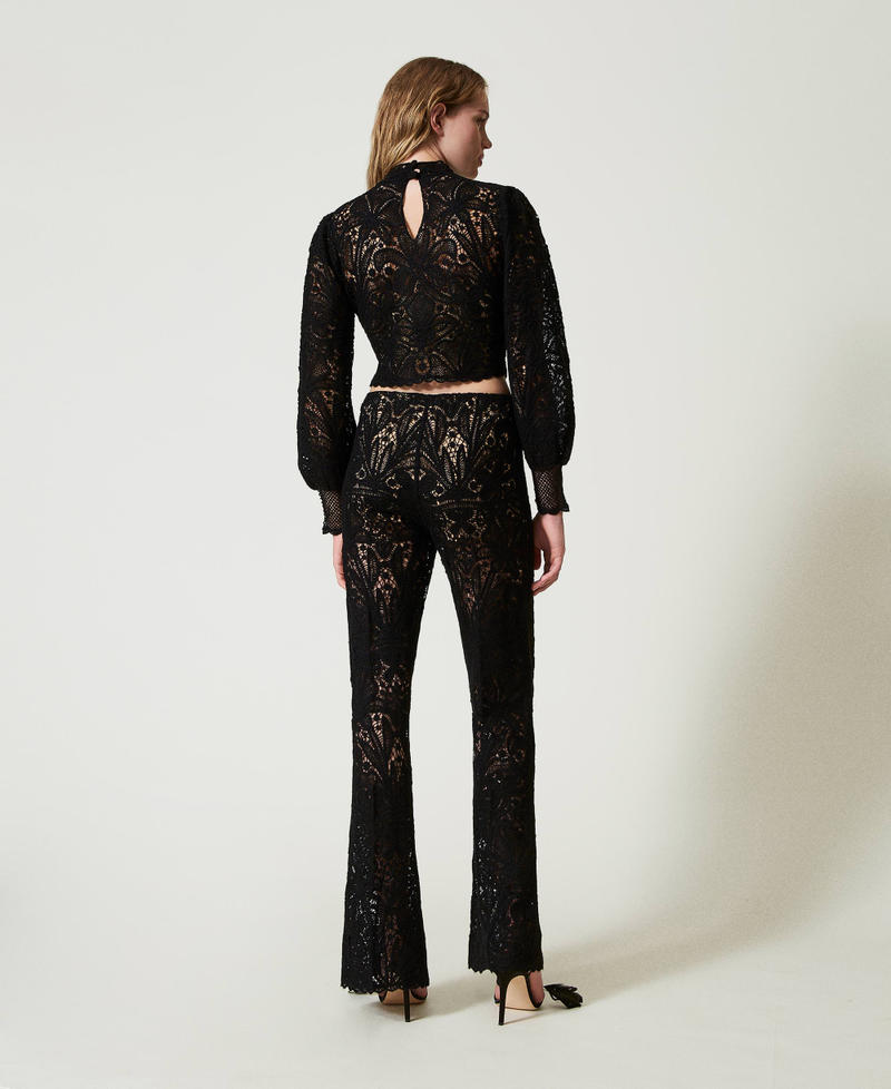 Scee By Twin Set Pantaloni In Maglia Crochet A Fiori