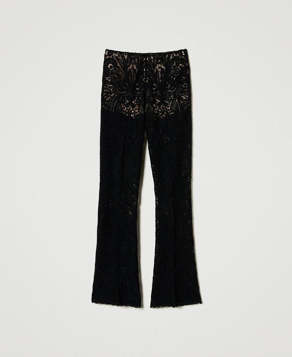 Scee by twin set Pantaloni in maglia crochet a fiori