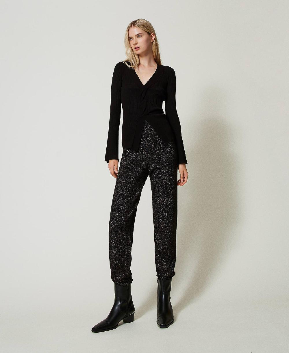 Scee By Twin Set Pantaloni Joggers In Maglia Misto Lana E Lurex