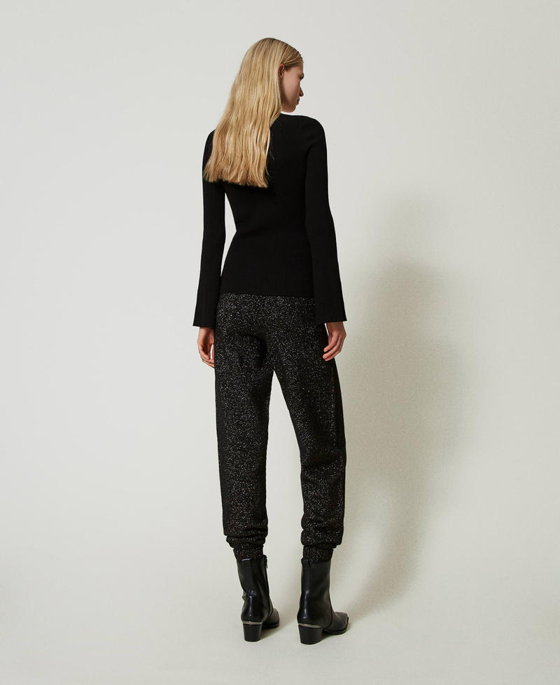 Scee By Twin Set Pantaloni Joggers In Maglia Misto Lana E Lurex