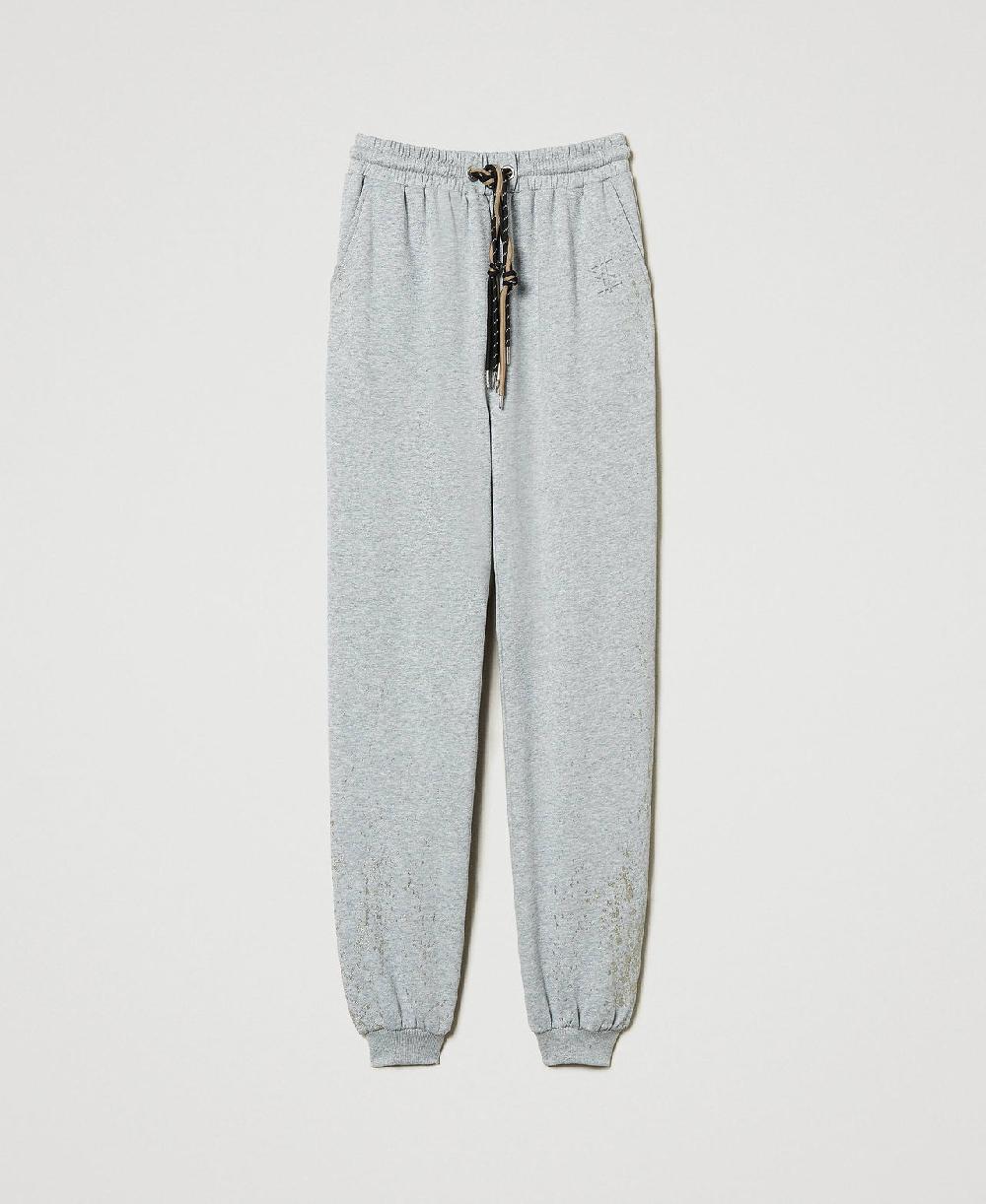Scee by twin set Pantaloni joggers MYFO con stampa glitter