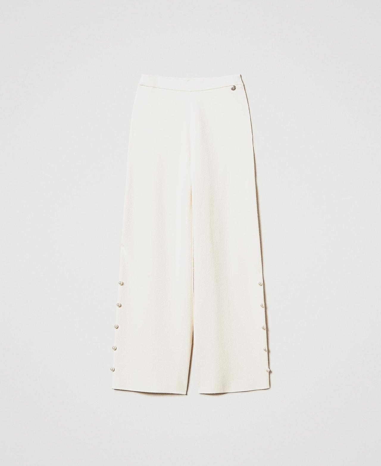 Scee by twin set Pantaloni wide leg in maglia con perle