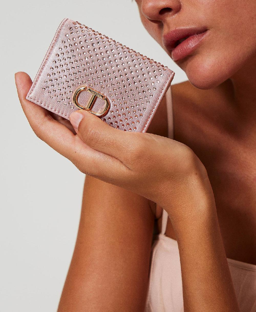 Scee by twin set Portafoglio in raso con strass e Oval T