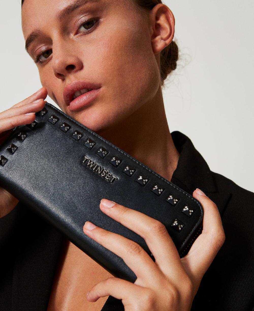 Scee by twin set Portafoglio zip around con borchie