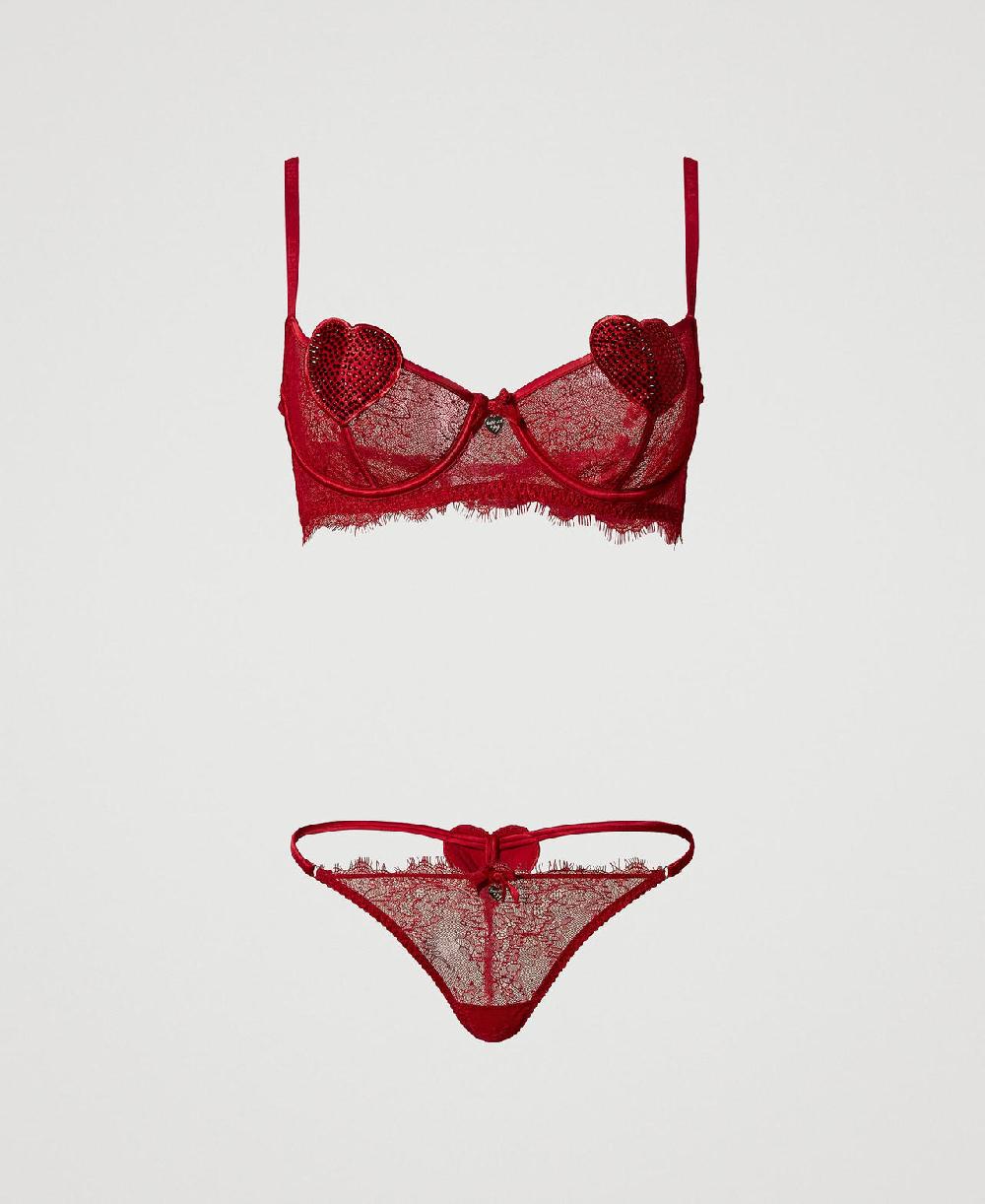 Scee by twin set Reggiseno a balconcino e slip perizoma in pizzo