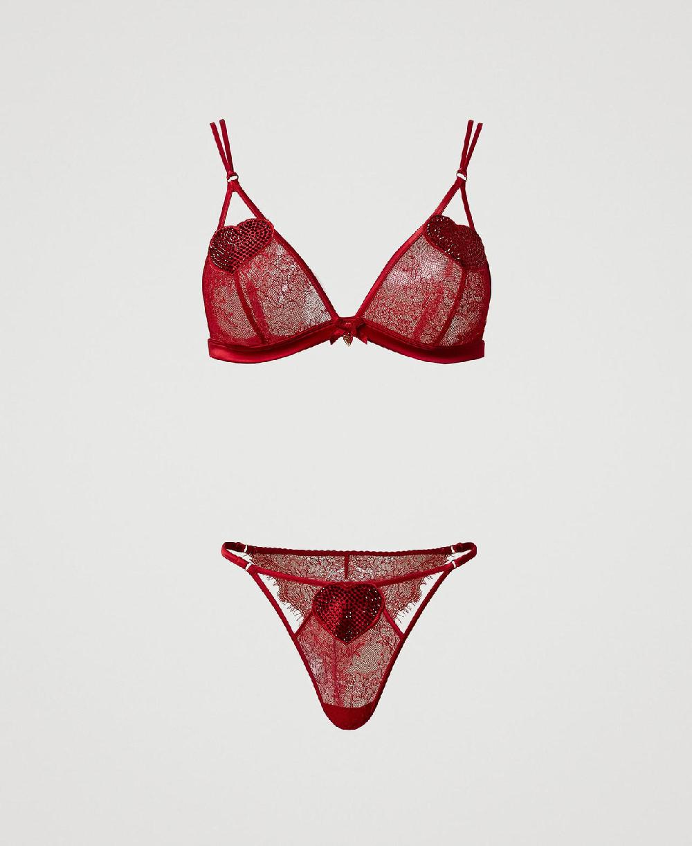 Scee by twin set Reggiseno a triangolo e slip brasiliana in pizzo