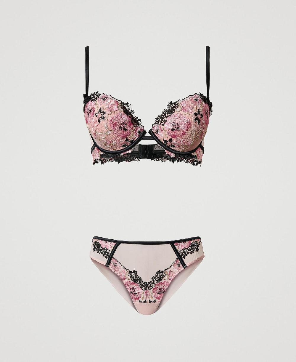 Scee by twin set Reggiseno push-up e slip con ricamo