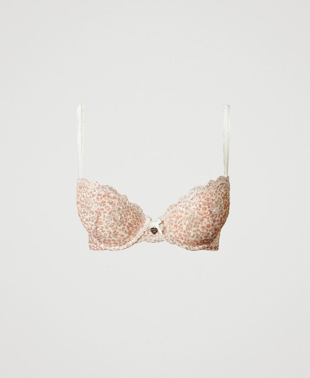 Scee by twin set Reggiseno push-up in tulle animalier