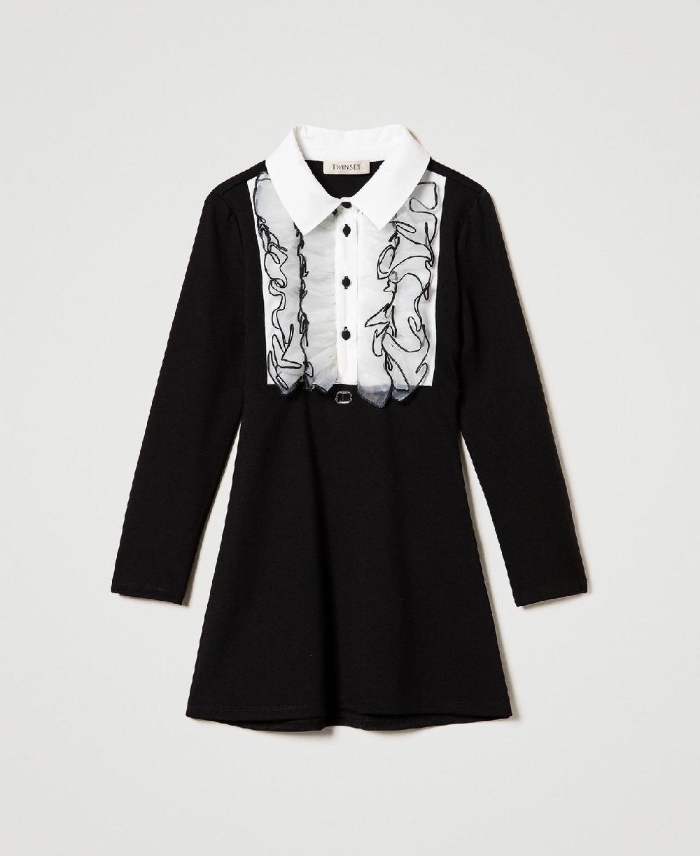 Scee by twin set Abito corto con volant in organza