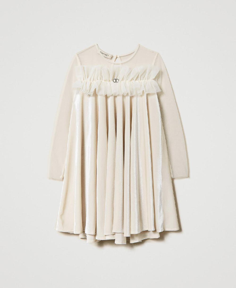 Scee by twin set Abito corto in ciniglia e tulle