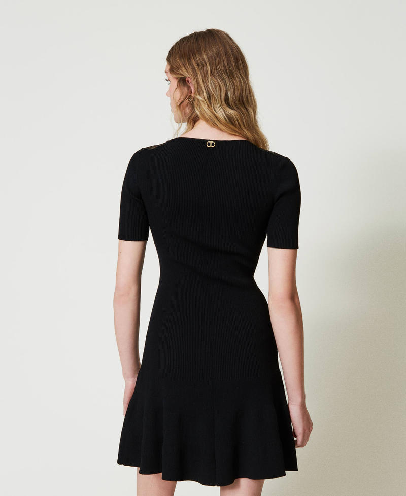 Scee By Twin Set Abito Corto In Maglia Con Pizzo