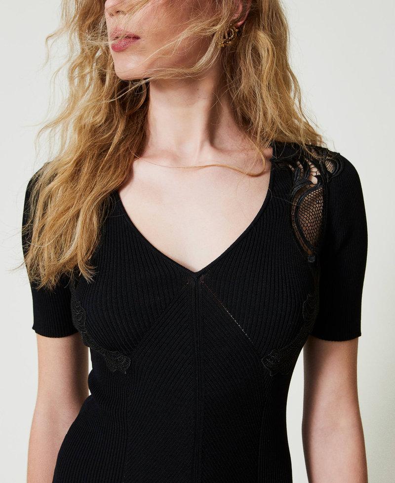 Scee By Twin Set Abito Corto In Maglia Con Pizzo