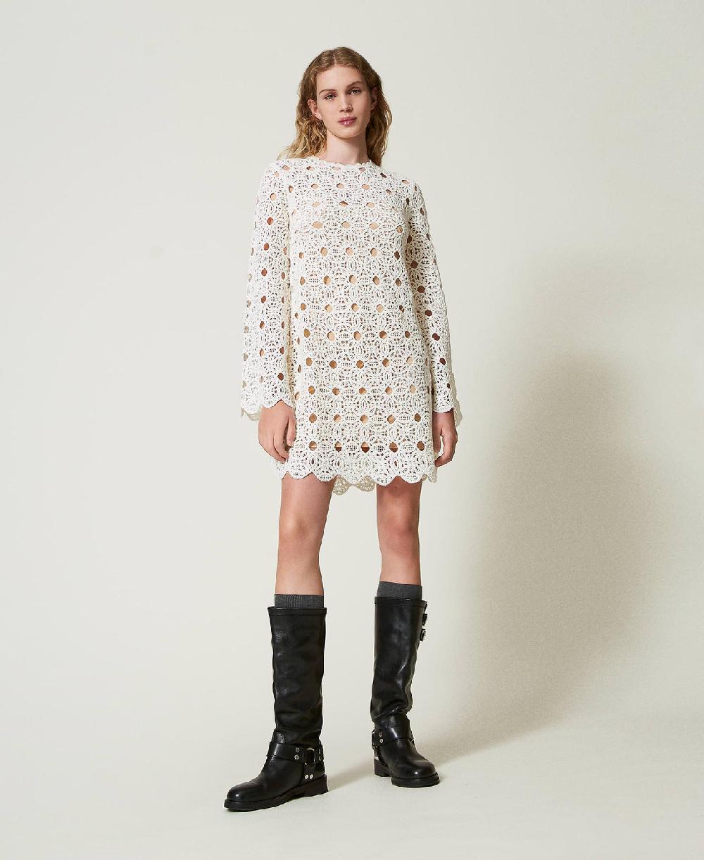 Scee By Twin Set Abito Corto In Maglia Crochet