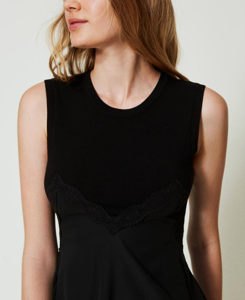 Scee By Twin Set Abito Corto In Maglia E Georgette