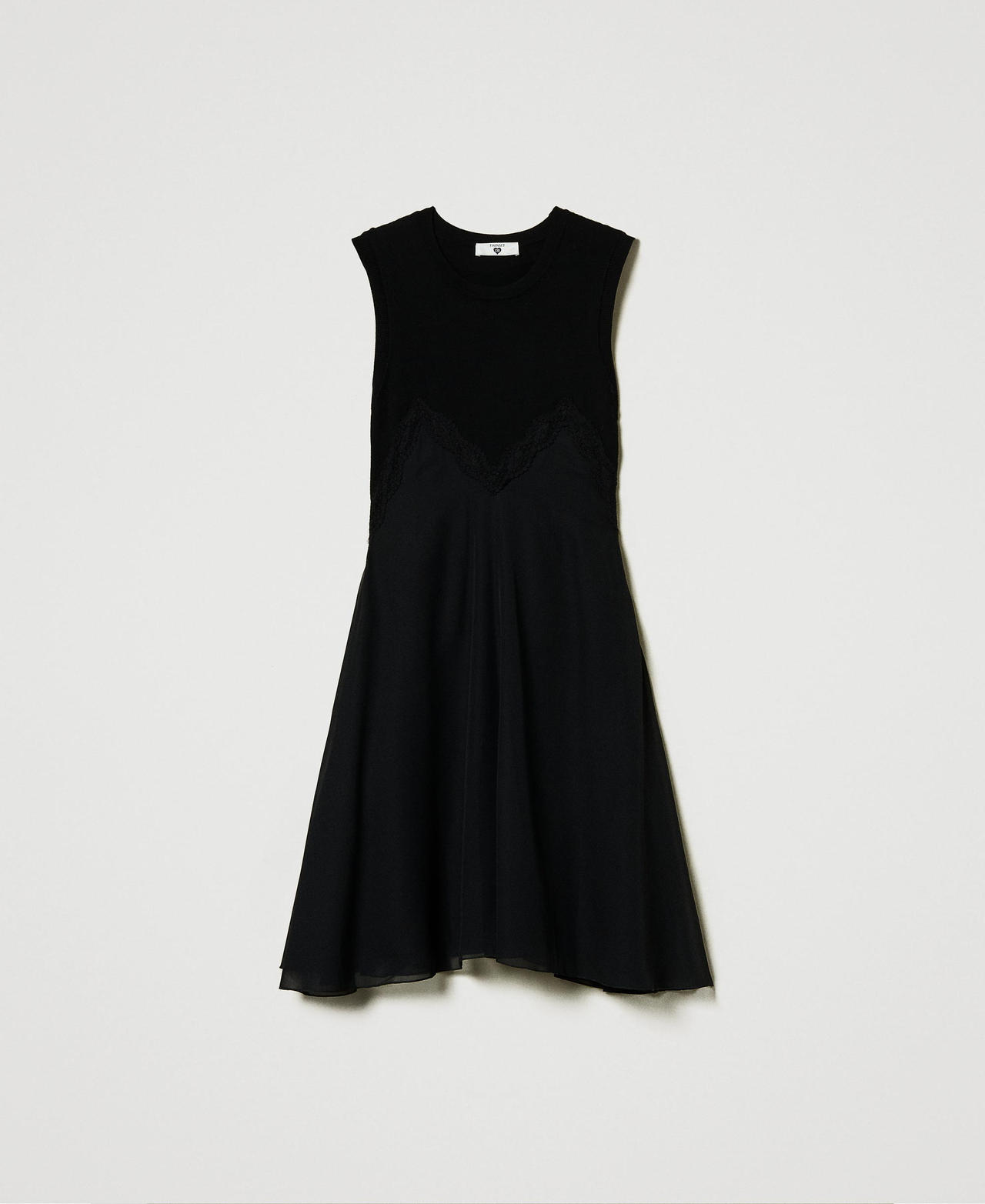 Scee by twin set Abito corto in maglia e georgette