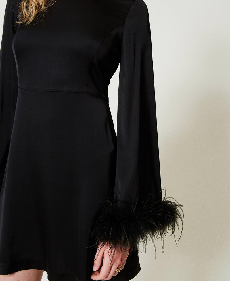 Scee By Twin Set Abito Corto In Raso Con Piume