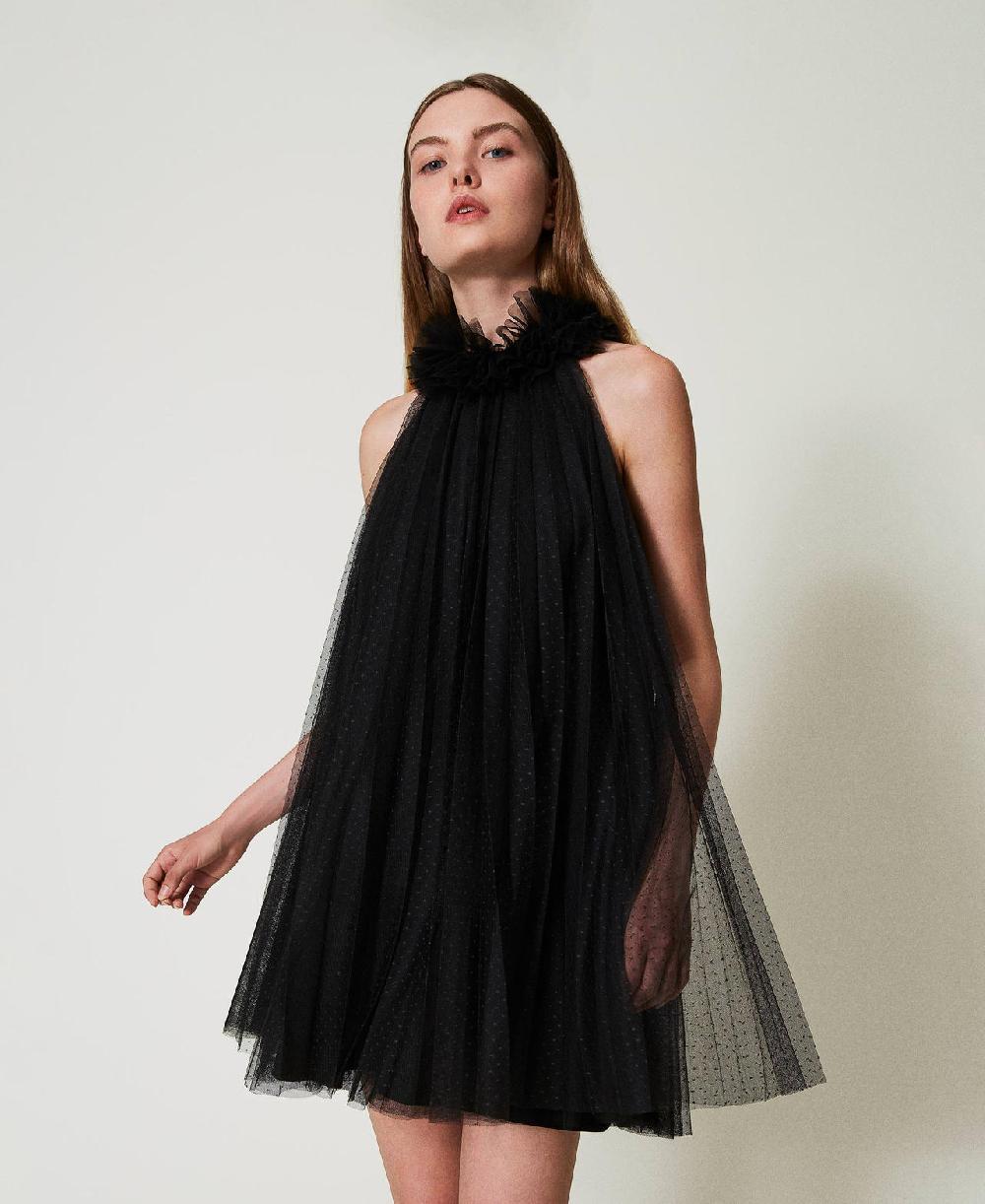 Scee By Twin Set Abito Corto In Tulle Plissé