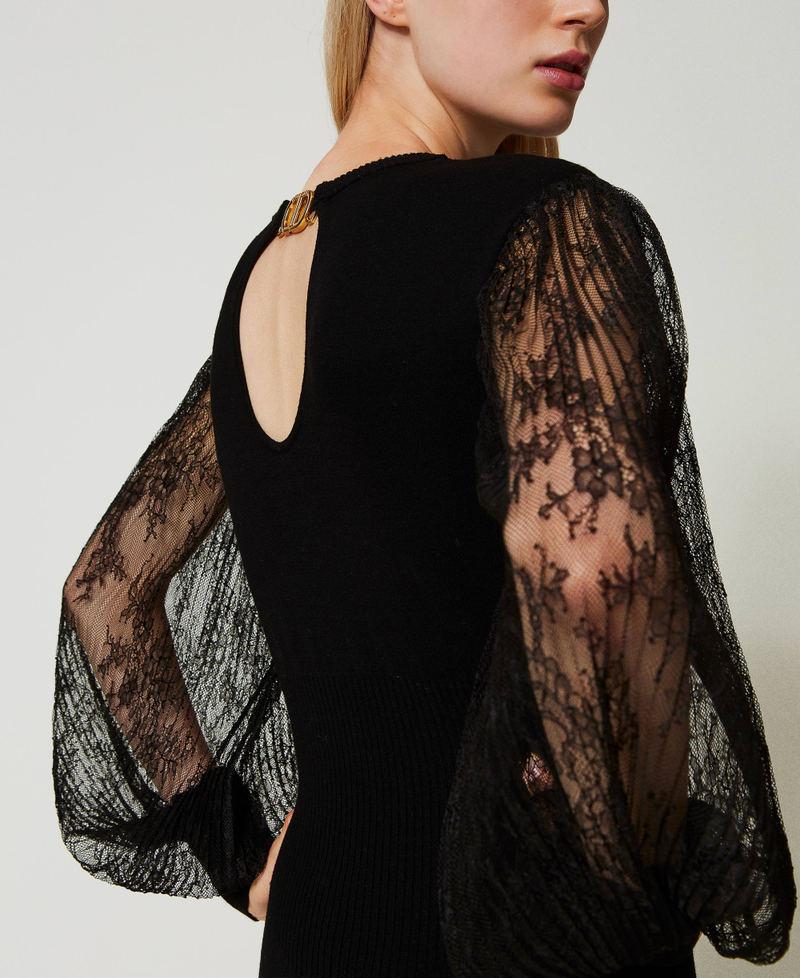 Scee By Twin Set Abito Longuette In Maglia E Pizzo