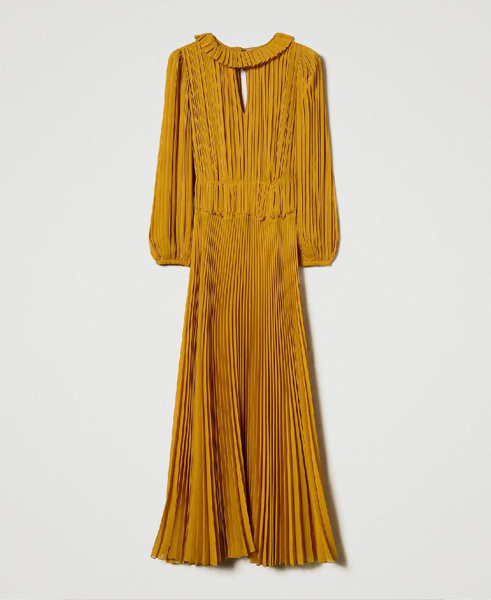 Scee by twin set Abito lungo in georgette plissé