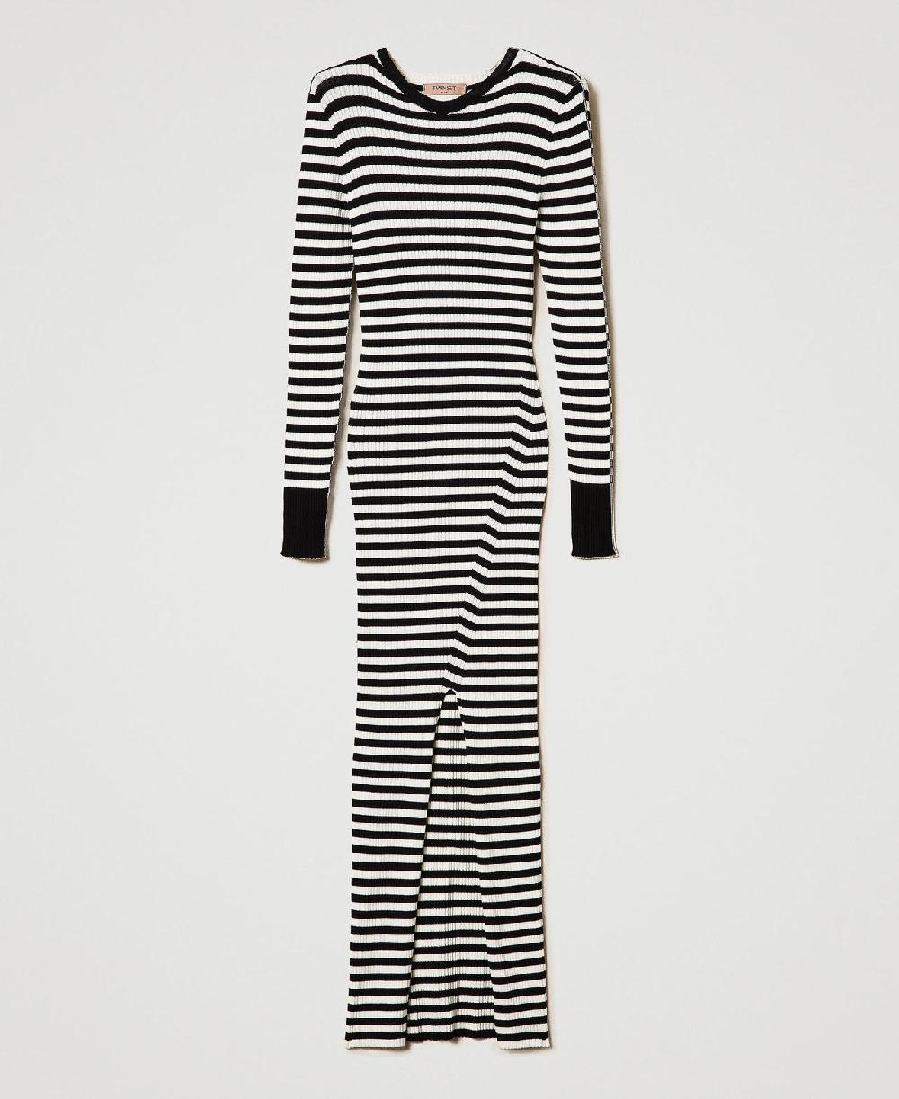 Scee by twin set Abito lungo in maglia a righe
