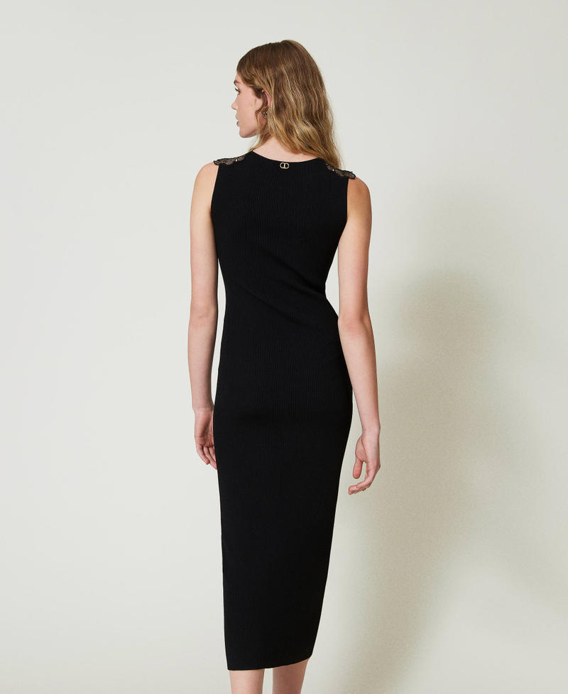 Scee By Twin Set Abito Lungo In Maglia Con Pizzo