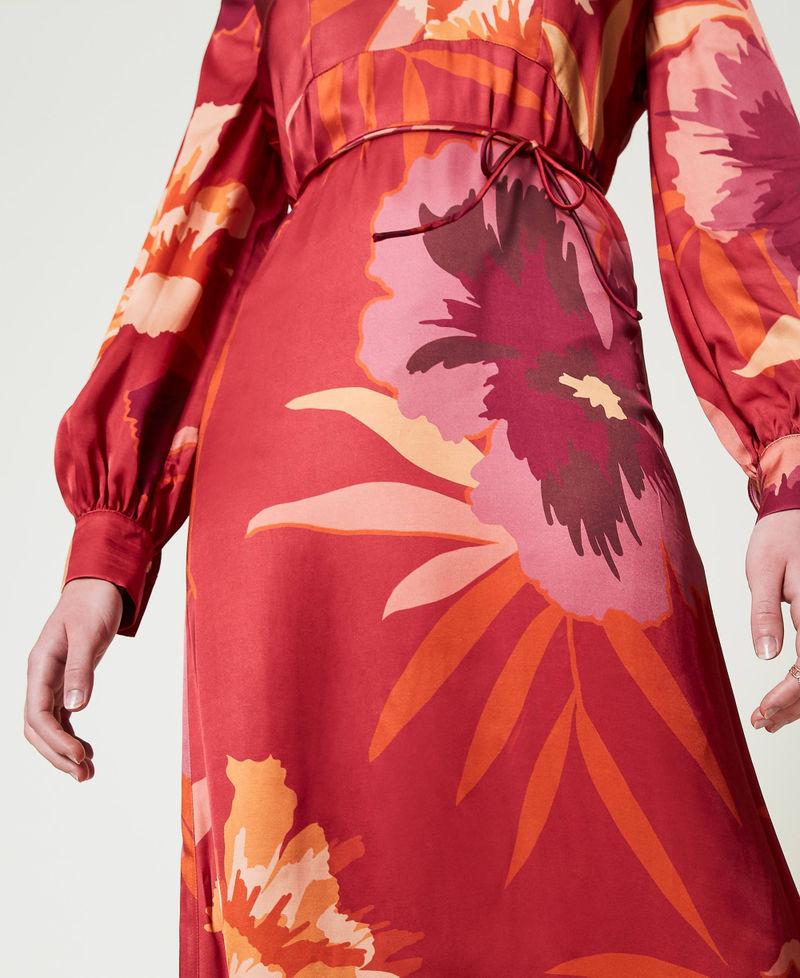 Scee By Twin Set Abito Lungo In Raso A Fiori