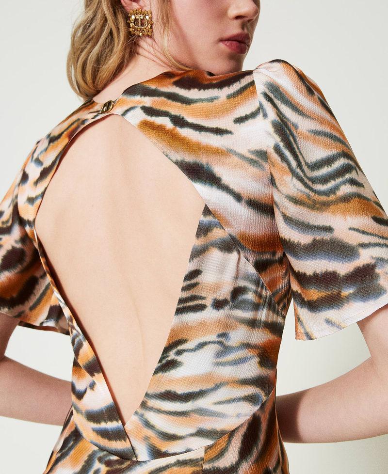 Scee By Twin Set Abito Lungo In Raso Animalier