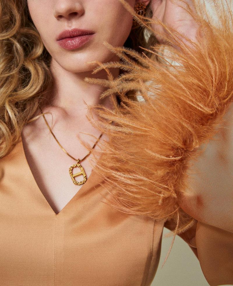 Scee By Twin Set Abito Lungo In Raso Con Piume